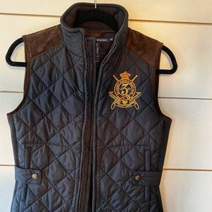 Black Quilted Ralph Lauren Sport Equestrian Vest